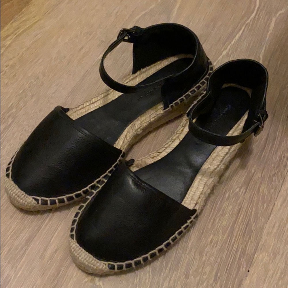 Zara Black Leather D’orsay Espadrilles Sandals